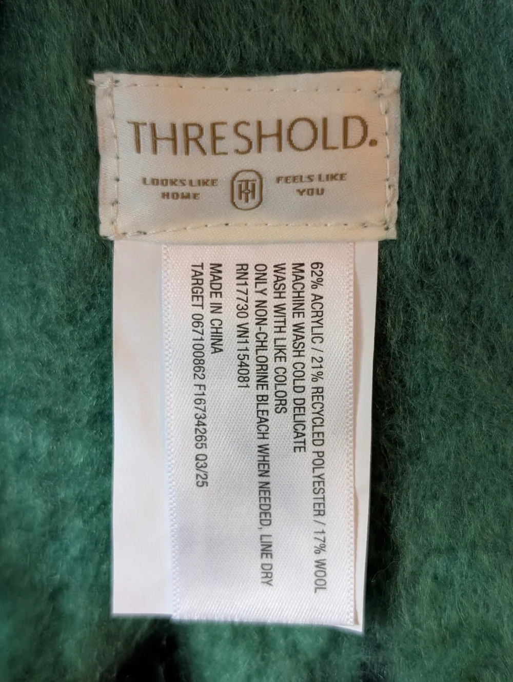 Threshold Green & Navy Fringe Throw 50